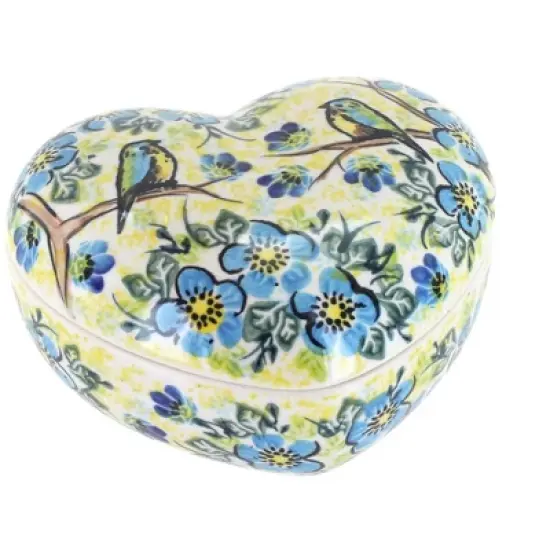 Blue Rose Polish Pottery 124 Vena Large Heart Box image {9}