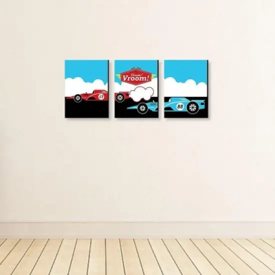 Big Dot of Happiness Let's Go Racing - Racecar - Nursery Wall Art, Race Car Kids Room Decor & Game Room Home Decor - 7.5 x 10 inches - Set of 3 Prints image {2}