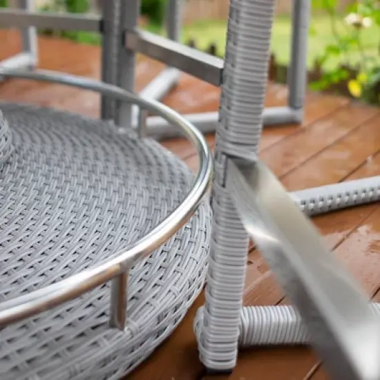 Greemotion 46" Cyprus Round Outdoor Bar Height Table with Glass Top & Ice Bucket Insert Gray: Aluminum Frame, UV-Resistant image {7}