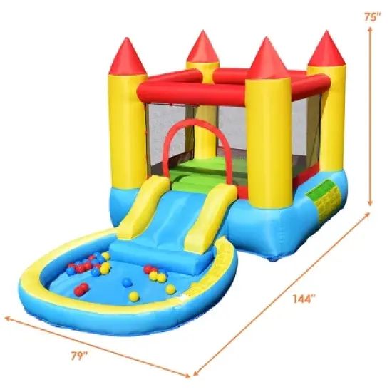 Costway Inflatable Bounce House Kids Slide Jumping Castle Bouncer w/Pool and 580W Blower image {2}