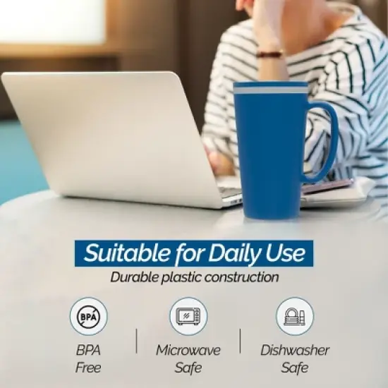 Copco Cone Travel Coffee Mug, 16 oz (Set of 2) - Insulated Drinkware with Spill-Proof Lid, Microwave & Dishwasher Safe - BPA-Free (Blue/Green) image {5}