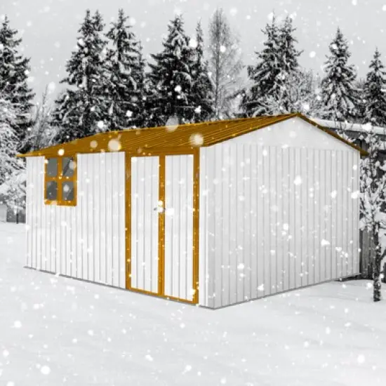 Metal Metal garden sheds outdoor storage sheds with window Yellow+White image {5}
