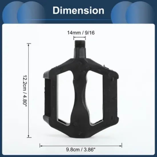 Unique Bargains Cycling Bike Pedal 9/16" Spindle Cycling Anti-Slip Widened Pedal Black for Road Mountain BMX MTB Bike image {2}