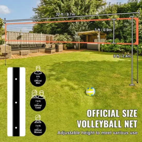 VEVOR Outdoor Portable Volleyball Net System, Adjustable Height Aluminum Poles, Professional Volleyball Set with PVC Volleyball, Pump, Carrying Bag image {2}