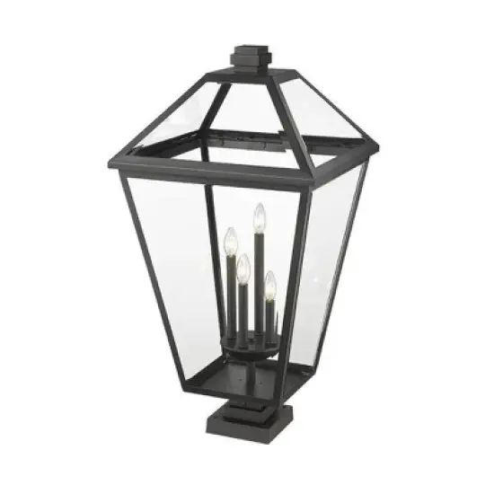 Talbot Outdoor Pendant Light - Black Iron, 4 Bulbs, Dimmable, Wet Rated, 19.5" x 36.75" image {1}