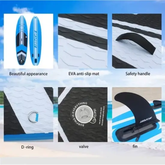 AKSPORT 10'6" Inflatable SUP All Around Stand Up Paddle Board Kit image {2}