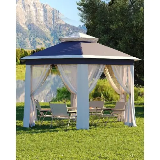 Pop Up Gazebo 13x13ft, Outside Canopy Tent with 6 Pcs Mosquito Netting, One Push Setup for Backyard Patio image {7}