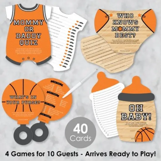 Big Dot of Happiness Nothin&rsquo; But Net - Basketball - 4 Baby Shower Games - 10 Cards Each - Gamerific Bundle image {1}