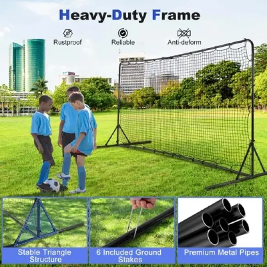 Costway Soccer Rebounder Net 12 x 6 FT Portable Football Training Equipment with Net White/Black image {7}