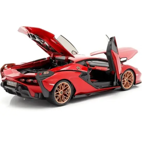Lamborghini Sian FKP 37 Red with Copper Wheels 1/18 Diecast Model Car by Bburago image {2}