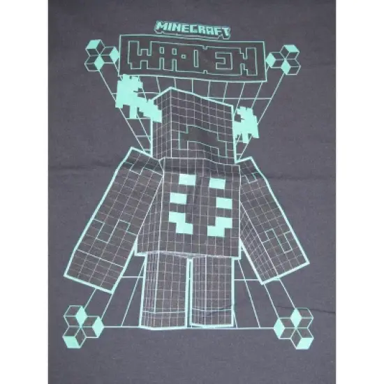Minecraft Warden Distortion Clash Trend Graphic Youth Boys Navy T-Shirt image {1}
