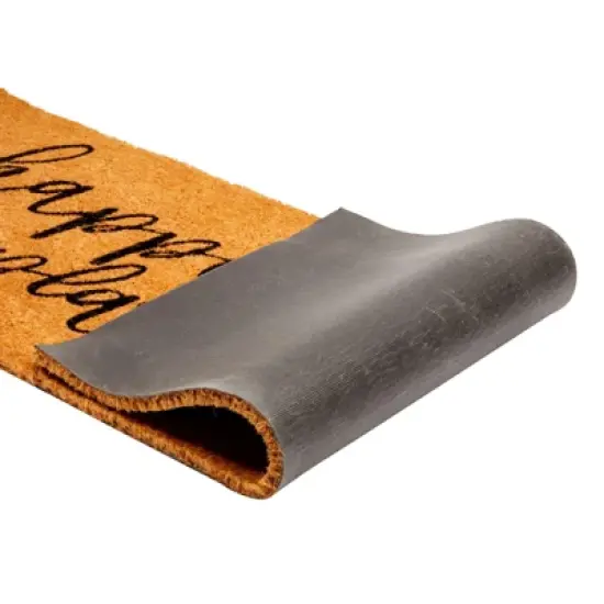 Juvale Natural Coco Coir Large Door Mat, Happy Place Long Outdoor Rug, 17 x 60 In image {4}