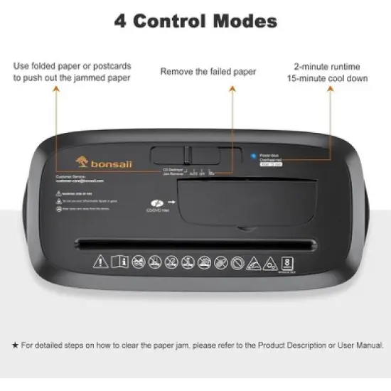 Bonsaii 8-Sheet Strip Cut Home Office Paper Shredder, CD/Credit Card Shredder Machine with Overheat Protection, 3.4 Gallons Wastebasket image {5}
