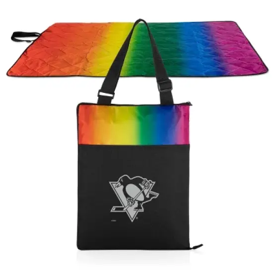 NHL Pittsburgh Penguins Vista Outdoor Picnic Blanket & Tote - Rainbow/Black image {6}