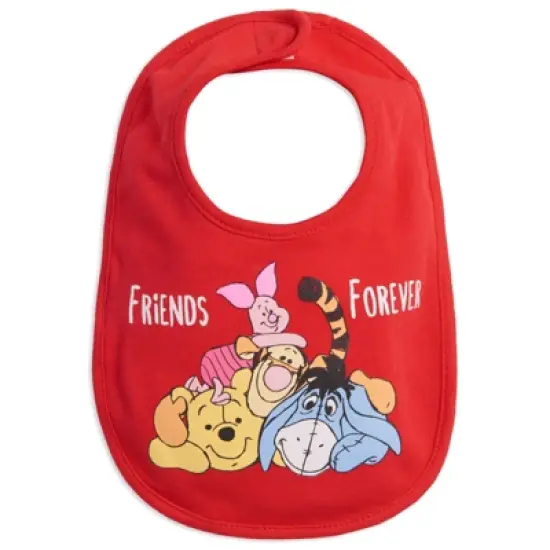 Disney Winnie the Pooh Tigger Eeyore Piglet Baby Boys 5 Pack Side Snap Bibs image {5}