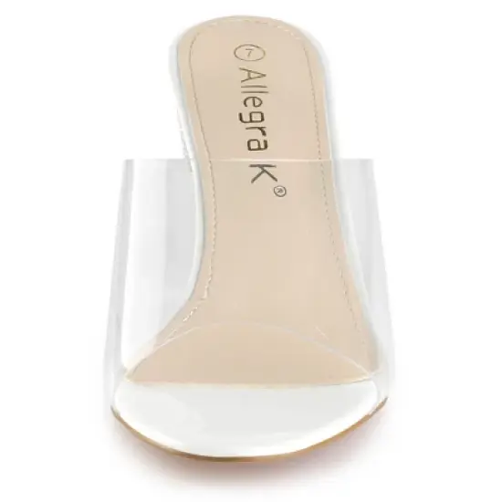 Allegra K Women's Clear Glitter Chunky Heels Slide Heel Sandals image {2}