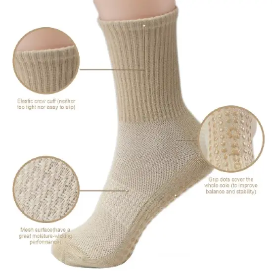 FURNIinspire 4 Pairs Pilates Stockings Toes Home Pilates Socks for Women Non Slip Grippers Yoga Crew Socks Barre, Multicolored, 11.7"*0.39"*0.39" image {3}