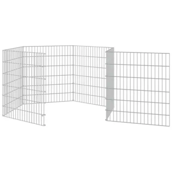 vidaXL Free Range Animal Enclosure - 6 Panel Pet Cage Flexible Assembly - Galvanized Iron Rabbit Hutch - Silver, 21.3"x23.6" image {4}