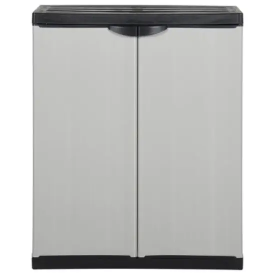 vidaXL Garden Storage Cabinet with Shelf in Gray and Black - PVC and PP Cabinet - Compact and Secure Outdoor Cabinet image {9}