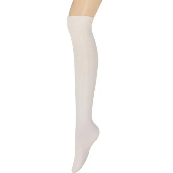 Wrapables Women's Cable Knit Knee High Boot Socks, Cream image {1}
