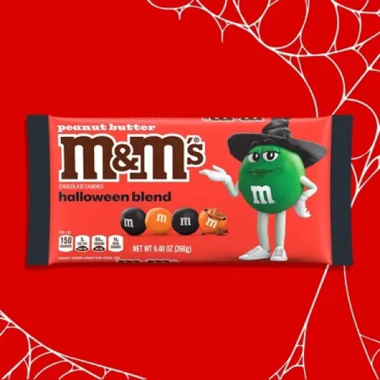 M&M's Peanut Butter Halloween Black and Orange Milk Chocolate Candy Bag - 9.48 oz image {1}