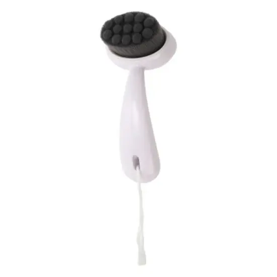 Unique Bargains Soft ABS Nylon Wool Cleansing Brush with Curved Handle White Black 1 Pc image {4}