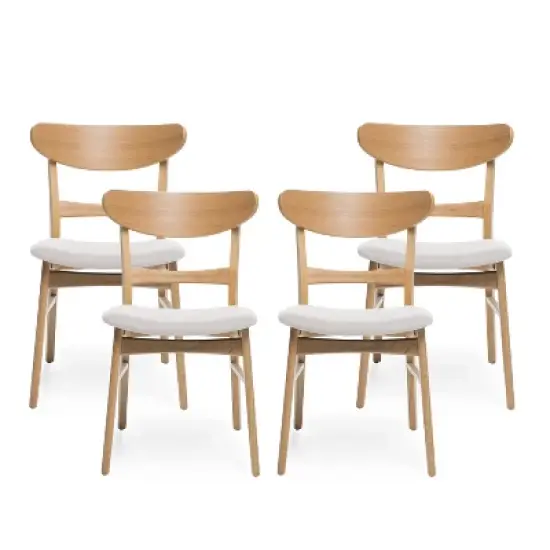 Christopher Knight Home Isador Mid Century Modern Upholstered Rubberwood Dining Chairs (Set of 4) image {7}