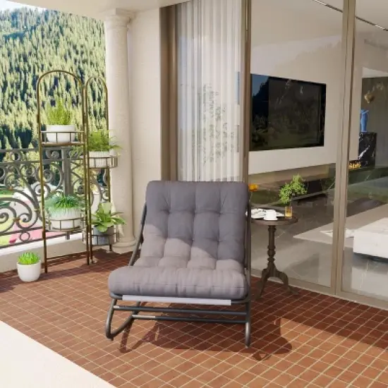 Garvee Outdoor Rocking Chairs, Comfortable Lounging Chair with Removable Cushions, Sturdy Metal Frame, Padded Seat for Patio, Garden & Living Room image {6}