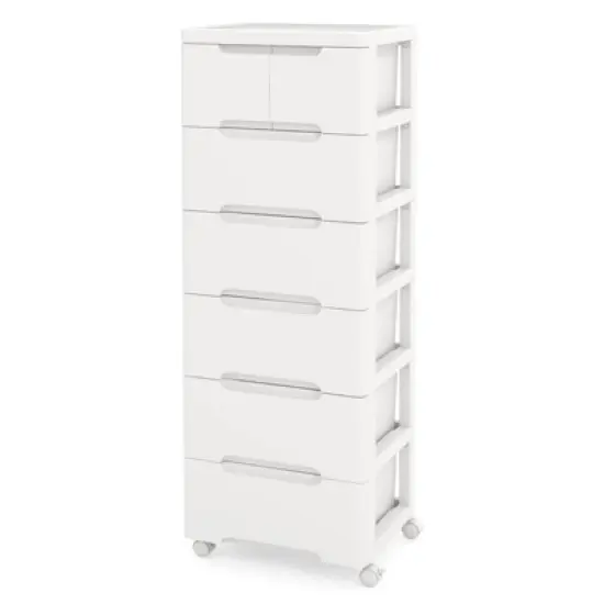 Costway 1/2 PCS 7-Drawer Plastic Rolling Storage Cart with 4 Universal Wheels Dresser Cabinet image {10}