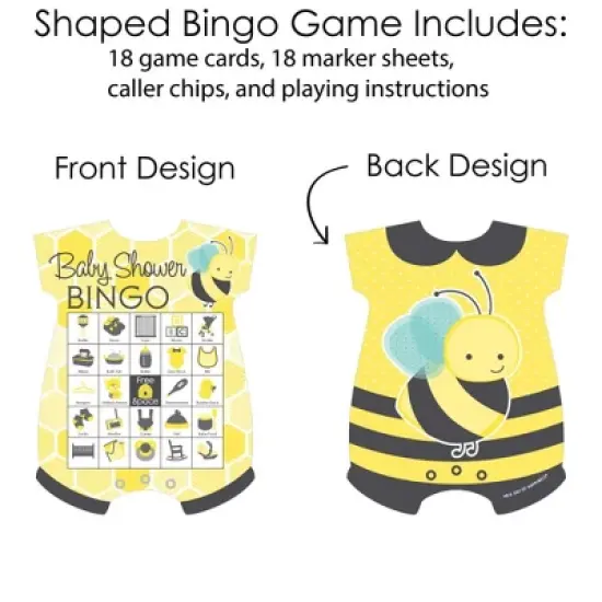 Big Dot of Happiness Honey Bee - Picture Bingo Cards and Markers - Baby Shower Shaped Bingo Game - Set of 18 image {2}