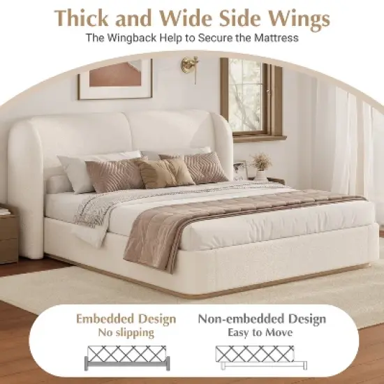 Queen/King Size Platform Bed Frame with Upholstered Headboard - ModernLuxe image {2}