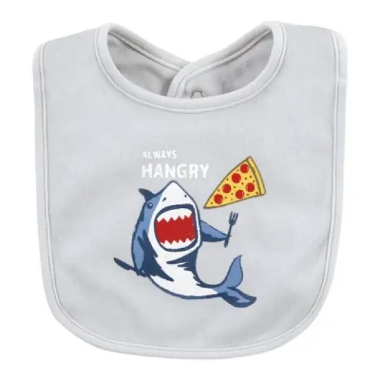 Hudson Baby Infant Boys Cotton Bibs, Shark, One Size image {2}