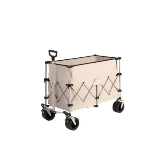 YONWAY Collapsible Wagon 220lbs with Big Wheels,Heavy Duty 300L Folding Utility Garden Cart with Big All-Terrain Beach Wheels & Drink Holders image {14}