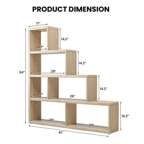 Costway 6 Cubes Ladder Shelf Freestanding Corner Bookshelf Storage Bookcase Display Rack image {2}