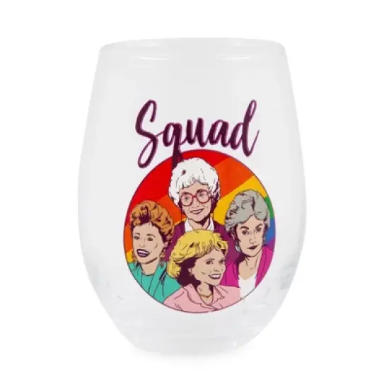 Silver Buffalo The Golden Girls Rainbow "Squad" Teardrop Stemless Wine Glass | Holds 20 Ounces image {7}