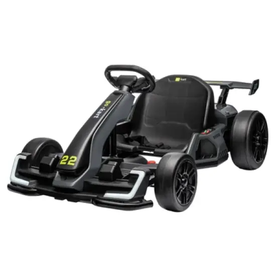 Go Karts for Kids, 24V Electric Go Kart with 2 * 150W Powerful Motors,8mph, 110lbs,W/Button Start,Lights,Safety Belt, Music image {9}