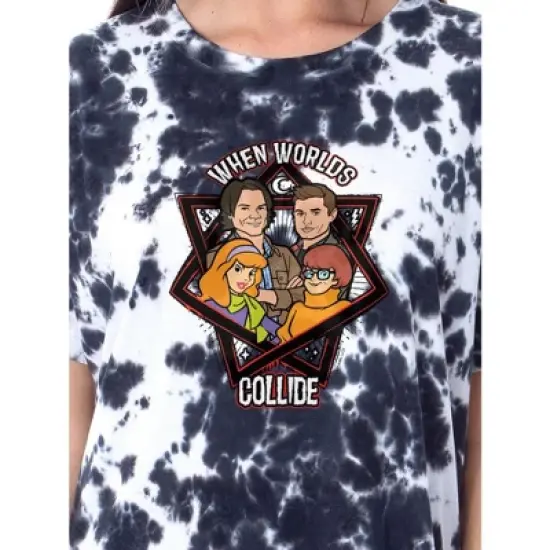 Supernatural Womens' Scoobynatural Worlds Collide Nightgown Pajama Shirt Multicolored image {1}