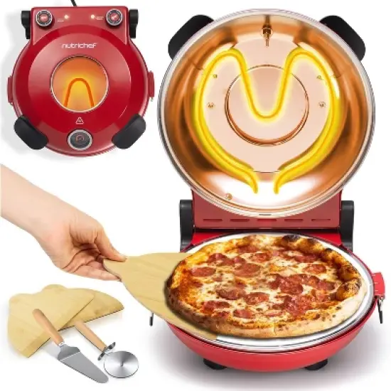 NutriChef  Countertop Electric Pizza Maker with Dual Temperature Controls image {9}