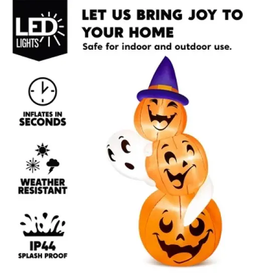Joyfy 6 FT Tall Halloween Inflatable Outdoor Decorations, Stacked Pumpkins Inflatable with LEDs for Halloween Party Yard Garden Lawn Decoration image {2}