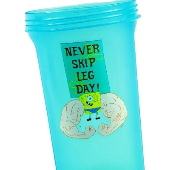 SpongeBob SquarePants Never Skip Leg Day! 28-Ounce Protein Shaker Bottle Clear image {4}