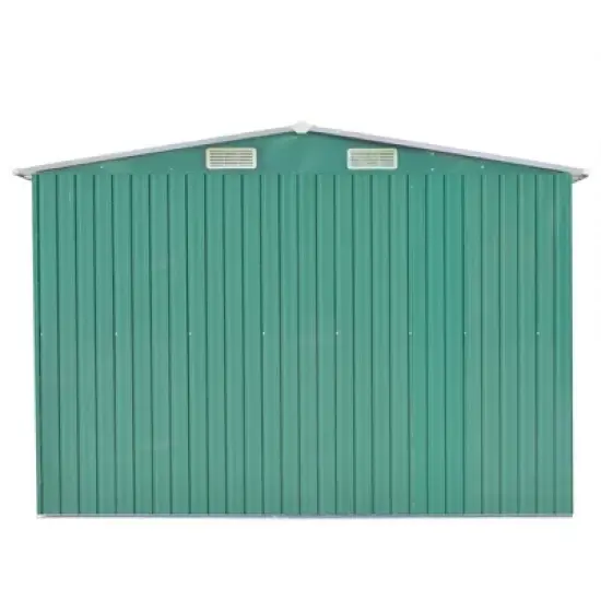 vidaXL Garden Shed Storage House for Tools Backyard Garage Patio Furniture Metal - Green 101.2" x 154.3" x 71.3" image {2}