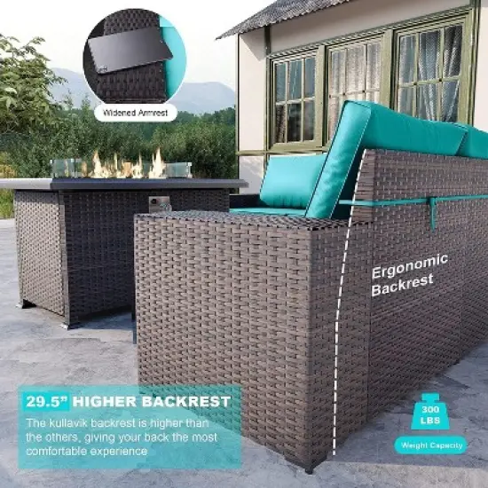 ALAULM 10PCS Outdoor Patio Furniture Set,PE Rattan Sectional Sofa Patio Conversation Sets image {3}