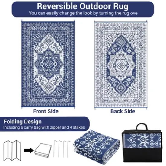 Outdoor Rug Waterproof Reversible Rug Plastic Straw Rug image {4}