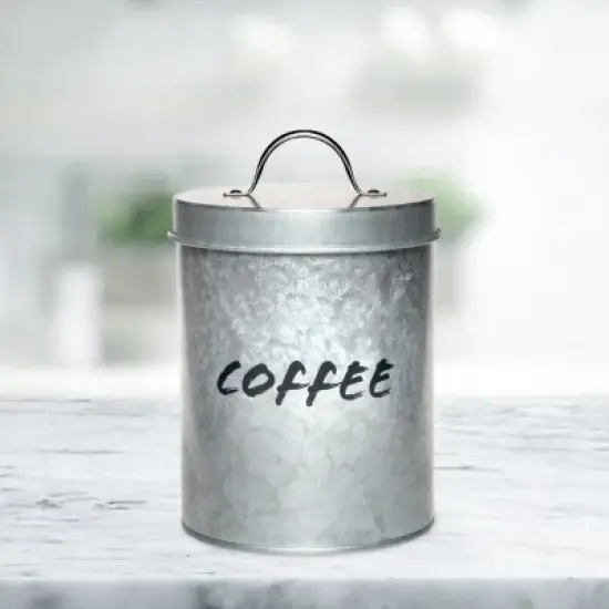 Amici Home Hyde Coffee Canister, Galvanized Metal Storage Canister, Rustic Kitchen D&eacute;cor, Countertop Dry Goods Container, Food Safe image {1}