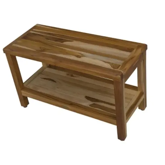 EcoDecors&reg; Eleganto&reg; 30" Teak Wood Shower Bench with Shelf in EarthyTeak Finish image {3}