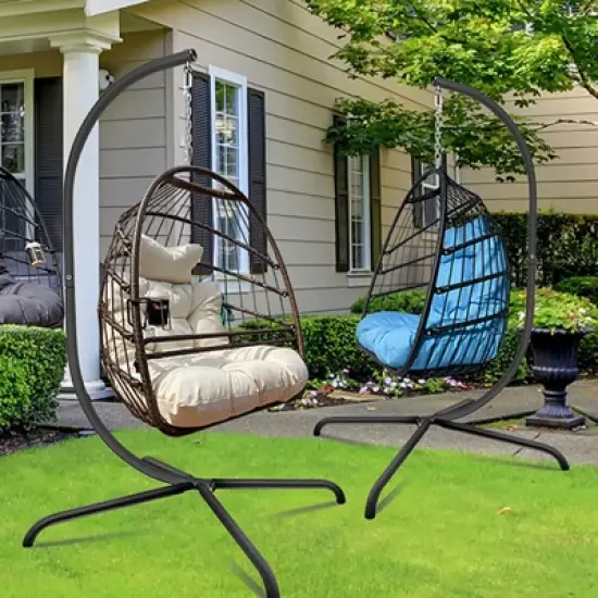 FIONECA Heavy-Duty Steel Hammock Swing Chair C-Stand &uml;C Indoor/Outdoor Hanging Chair Stand, Black image {8}