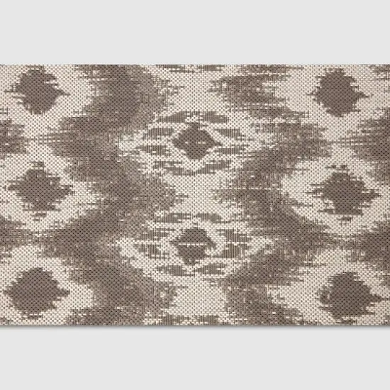 Ikat Outdoor Rug Taupe - Threshold image {2}