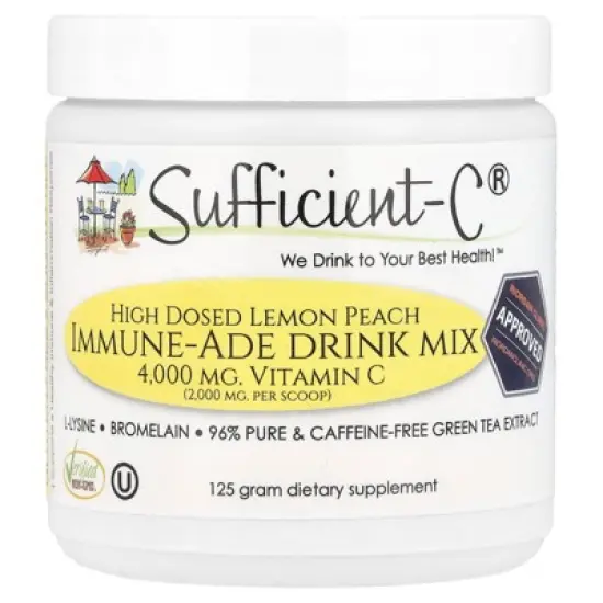 Sufficient C High Dosed Immune-Ade Drink Mix, Lemon Peach, 125 g image {3}