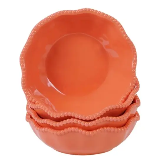 12pc Melamine Perlette Dinnerware Set Coral - Certified International: Solid Pink Dish Set, Service for 4, Dishwasher-Safe image {3}