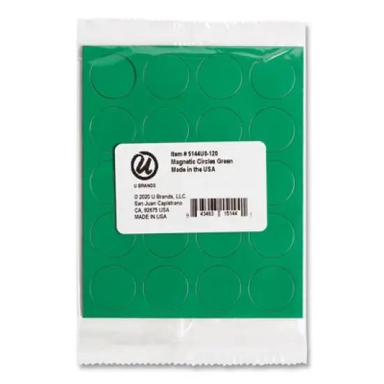 U Brands Heavy-Duty Board Magnets, Circles, Green, 0.75" Diameter, 20/Pack image {2}